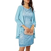 GRACE KARIN Women's Sequin Dress - Wedding Guest & Mother of The Bride Formal Dress - Two Piece Knee Length
