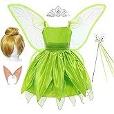 ROSADAGE Fairy Costume for Girls Princess Dress up Halloween Cosplay Outfit with Accessories