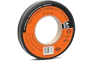Wirefy 3/4" Heat Shrink Tubing - Large Diameter - 4:1 Ratio - Adhesive Lined - Industrial Heat-Shrink Tubing - 50 Feet Roll -