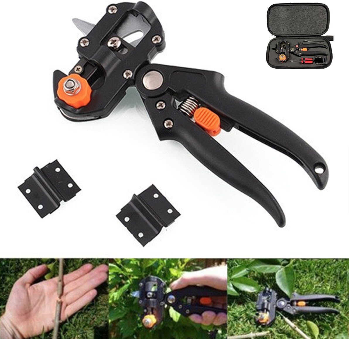 5 in 1 Multifunctional Grafting Machine 2 Blades Tree Grafting Tools Secateurs Scissors Vaccination Knife Cutting Pruner with Carrying Case