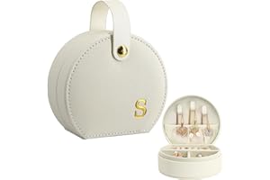 COLLECTIVE HOME - Travel Jewelry Case, Elegant Half-Moon Design with Gold Monogram, Detachable Handle, Personalized Accessory Organizer, Gift for Fashion-Forward Women and Teens (s)