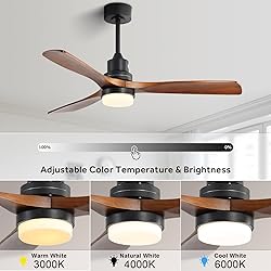 Sofucor 52 Inch Solid Wood Ceiling Fans with Lights