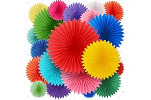 Colorful Paper Fans - Rainbow Party Decorations - Happy Birthday Decorations for Women, Men and Kids - Reusable Fiesta Party Decor by Avoseta (20 Piece Set, Assorted Sizes, Multicolor)