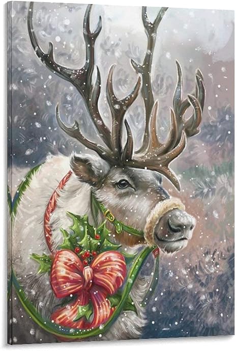 Amazon Co Jp 数字キットによる絵画 クリスマスクリスマストナカイの弓 手塗り Diy絵 デジタル油絵 デジタル油絵 絵かき インテリア 壁飾り ホームデコレーション 30x40cm フレームレス ホーム キッチン