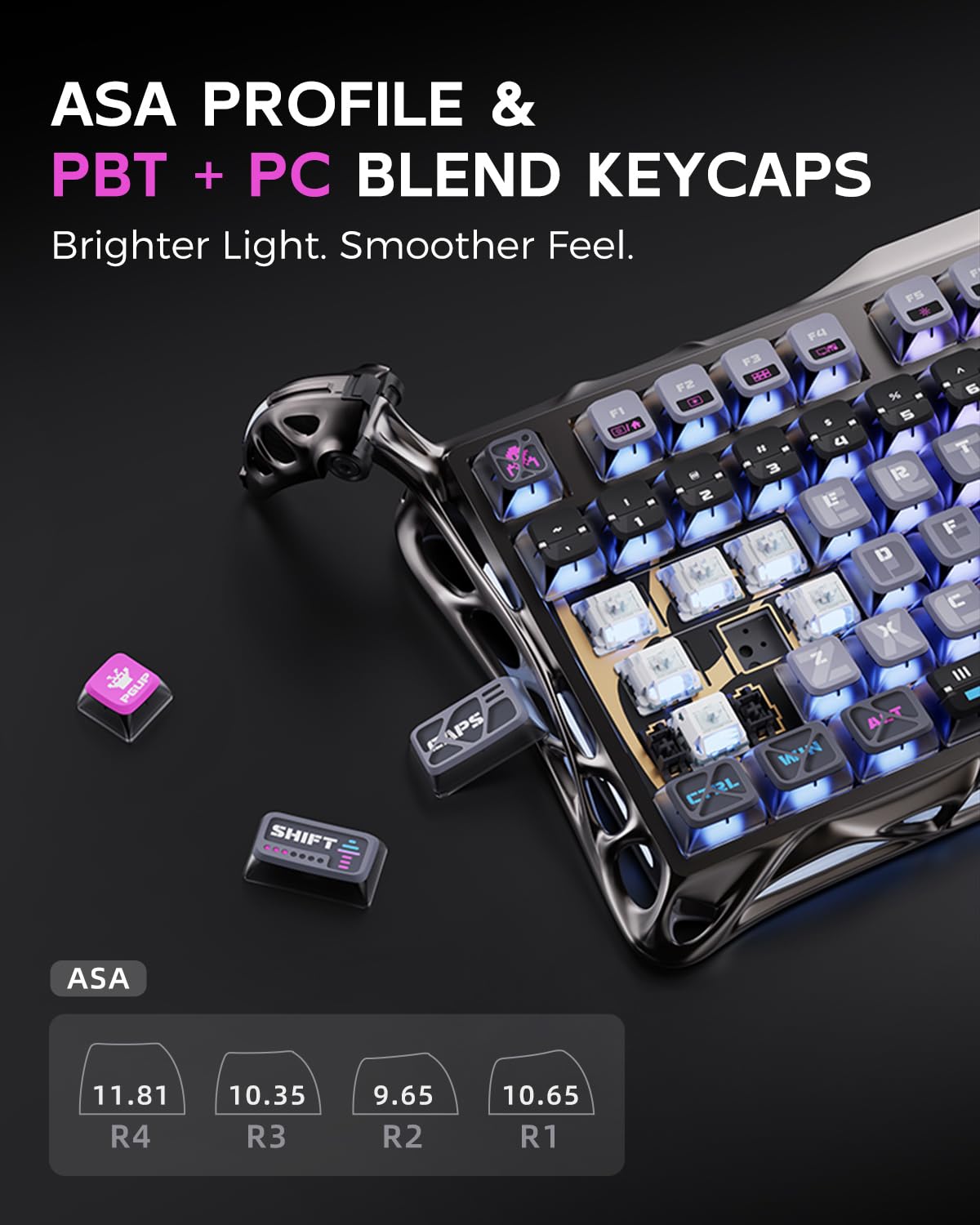 GravaStar Mercury K1 Pro Wireless Mechanical Gaming Keyboard, 75% Layout RGB Custom Keyboard, Electroplated Glossy Frame, Hot-Swappable Linear Switches – Cyberpunk Edition