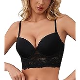 Lowback Comfort Lace Bralette Backless V Cut Underwire Bra for Women