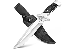 Purple Dragon Camping Fixed Blade Knife with Sheath,6 Inch Outdoor Knife Full Tang 440C Steel Bushcraft Knives with Redwood Handle-Outdoor Gear Christmas Gift for Men and Women Black