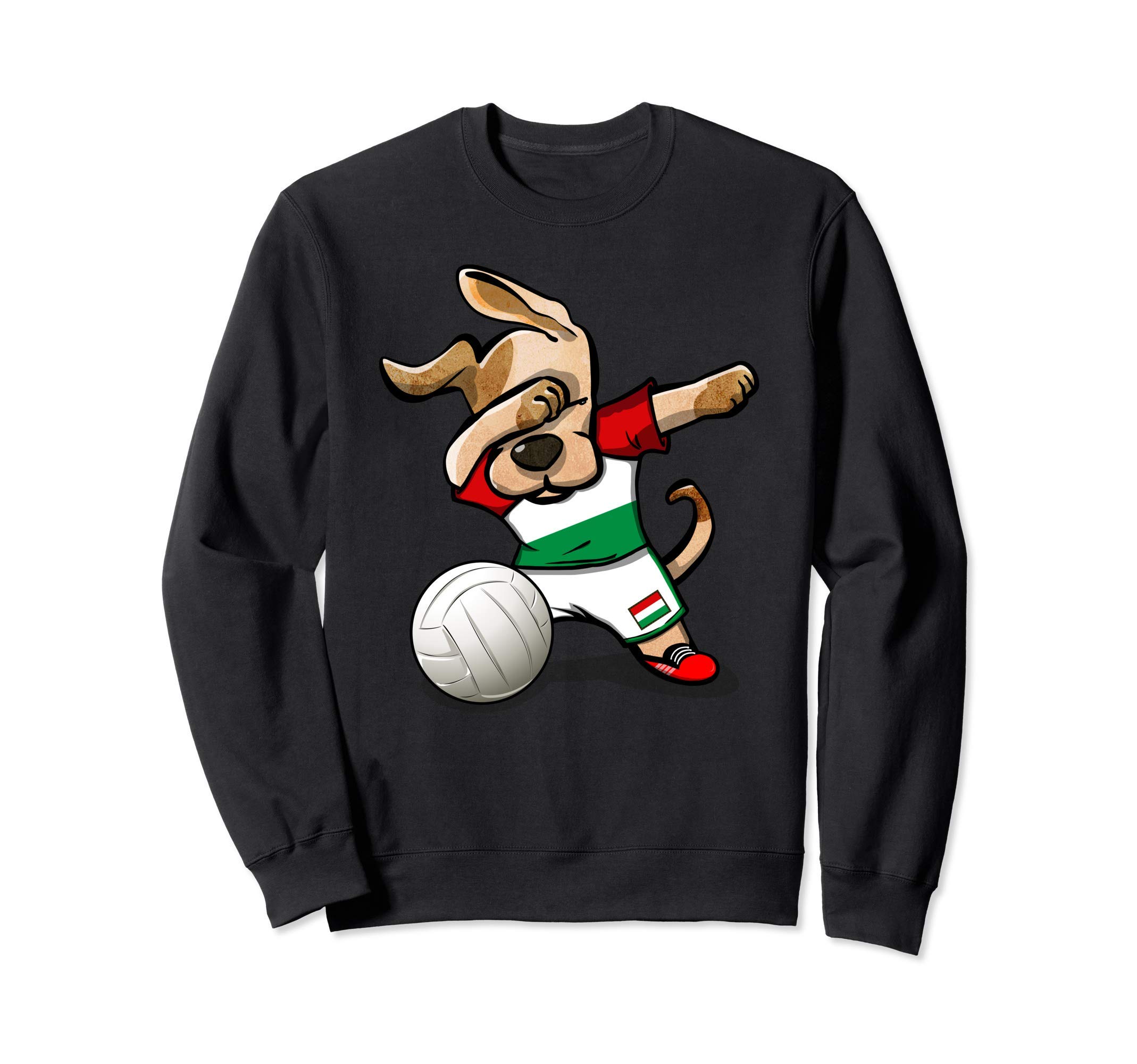Dabbing Dog Proud Hungary Volleyball Fans Hungarian Flag Sweatshirt