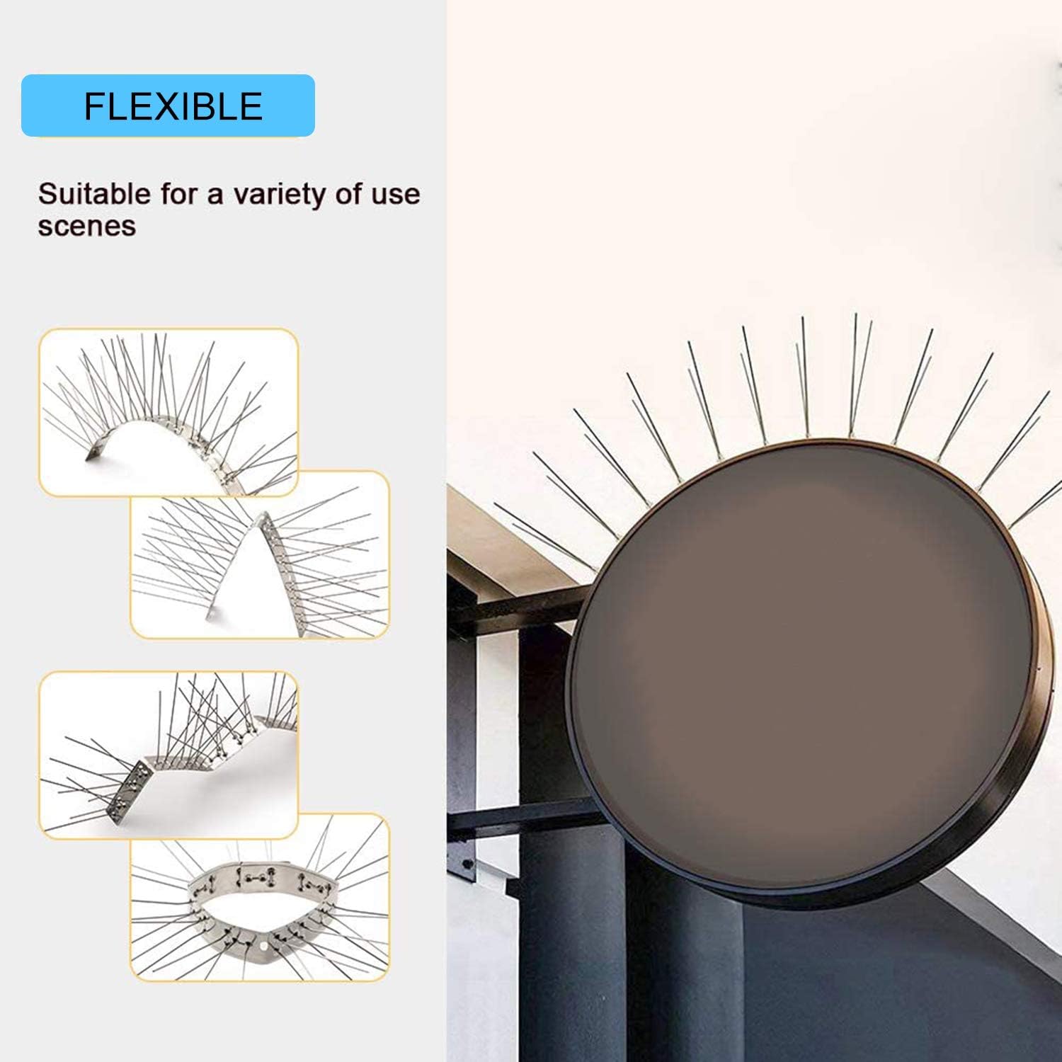 Bird Spikes for Pigeons Small Birds Cat, Anti Bird Spikes Stainless Steel Bird Deterrent Spikes-Cover 4 FT(5 Pack) : Garden & Outdoor