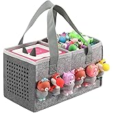 PISOSN Carrying Case for Toniebox Starter Set and Tonies Figurines, Travel Felt Cloth Musical Toy Folding Bag for Toniebox 2 & Accessories (Gray)
