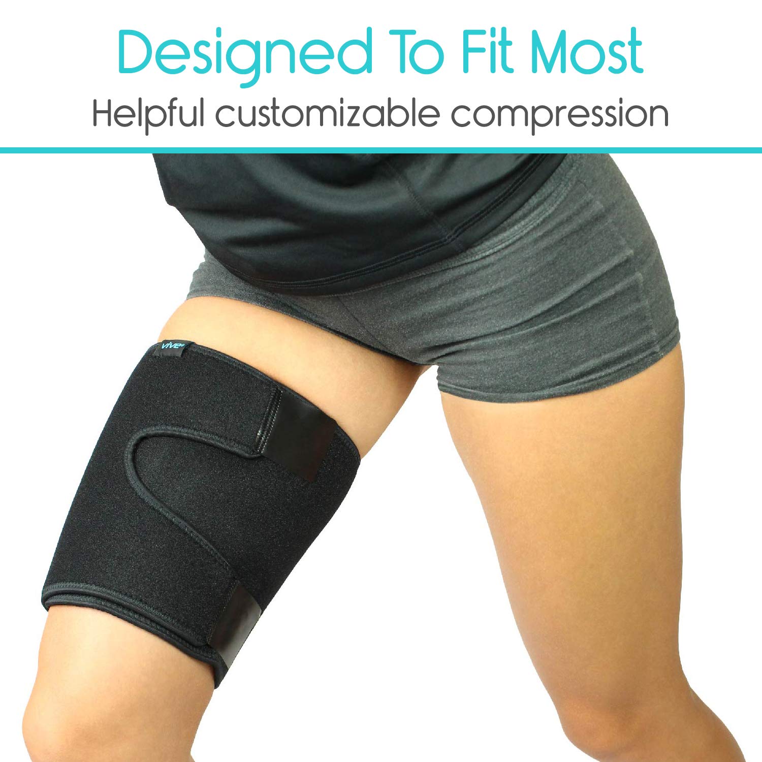 Vive Thigh Brace Hamstring Quad Wrap Adjustable Compression Sleeve