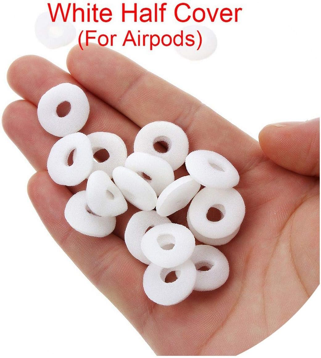 40 PCs Soft Foam Replacement Soft Earphone Foam Cover Sponge Ear Pad Airpods Earpods Anti Slip Sponge Earpad,White Half Cover