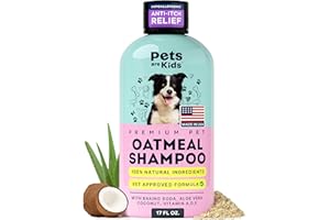 Pets Are Kids Too Oatmeal Dog Shampoo Baking Soda Hypoallergenic Anti Itch Moisturizing Soothing Deodorizing Pet Care Safe Puppy Shampoo Sensitive Skin Cat Shampoo - Coconut Based Cleanser 17 fl oz