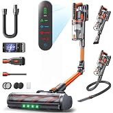 Cordless Vacuum Cleaner, 650W/55Kpa/70Mins Stick Vacuum Cleaners for Home | 180&deg; Foldable Wand &amp;3.3Ft Hose, Touch Screen, AUTO-Mode, Wall Mount Charging, Fragrance, Vacuum for Floor/Carpet/Pet Hair/Car