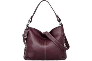 YALUXE Genuine Leather Shoulder Bag Stylish Hobo Purse Womens Crossbody Bag Travel Top-Handle Handbag Christmas Gifts