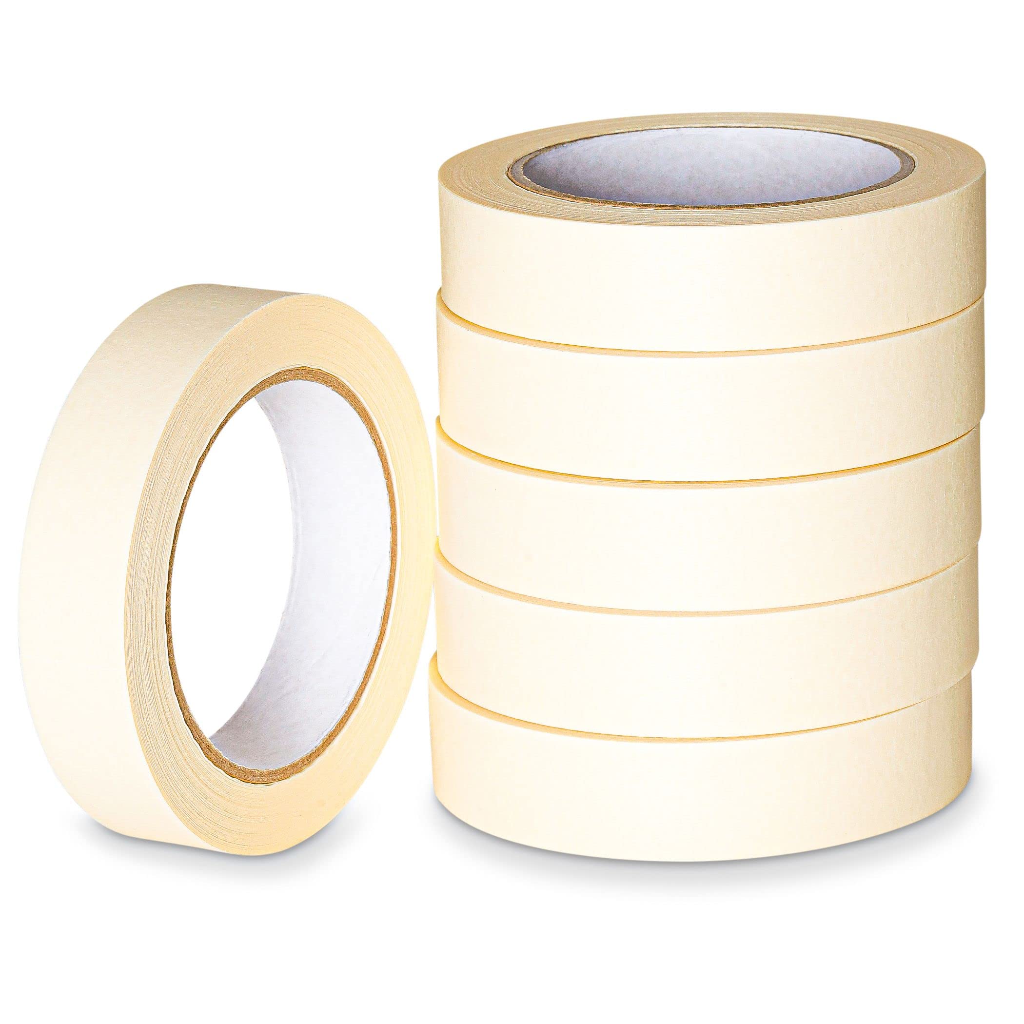 K-One Pack of 6 Masking Tape | 24mm X 50m Rolls | Ideal for Painters, Decorators Professional & DIY Use | Painting Office, Home, Crafts & more
