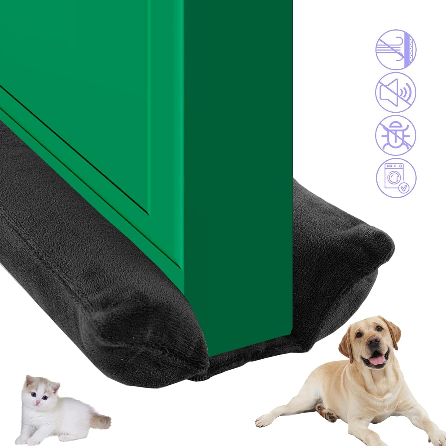 Draft Stoppers - Door Draft Stopper, Pure Cotton 21-42 inch Adjustable Under Door Draft Stoppers, Soundproof Door Sweep for Interior and Window, Twin Door Sweep Weather Stripping Blocker Guard, Machine-Washable