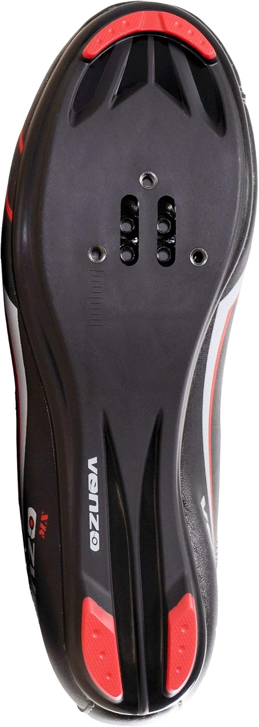 Venzo Bicycle Men's Road Cycling Riding Shoes - 3 Straps- Compatible with Peloton Shimano SPD & Look ARC Delta - Perfect for Road Racing Bikes White Color: Sports & Outdoors