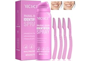 HUALIJIA Hair Identifier Spray for Face Shaving, Women Hair Identifier Spray with 4 Pcs Face Razors, Gentle and Effective Facial Hair Identifier Spray for Dermaplaning, 4.0 Oz