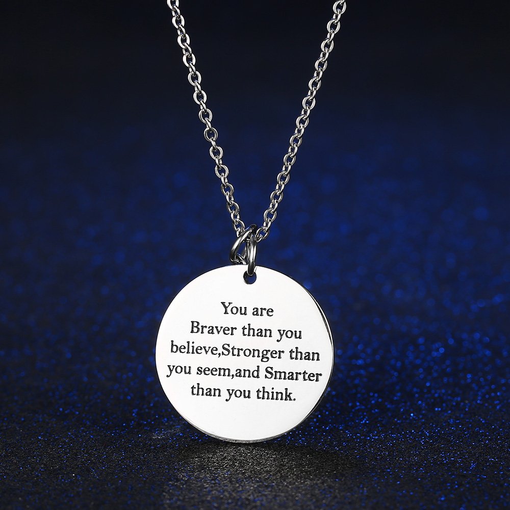 Gagafeel Women Girls Stainless Steel Disc Necklace She Believed She Could So She Did Christmas Gift (Style 1-Big)