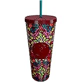 Starbucks Fall 2025 Floral Bling Cold Cup with Reusable Straw, 24oz Limited Edition Collectible Tumbler for Iced Beverages