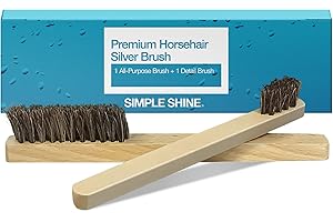 SIMPLE SHINE. Horsehair Silver Brush Set | Horsehair Detail Brush Set | 2 Silver Cleaning Brushes for Detail Polish Work | Fine and Heirloom Silverware, Plateware, Jewelry, Horse Hair Brush for Leather