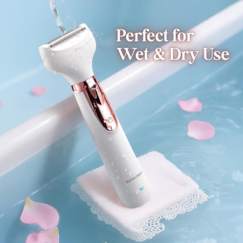 Rasoio elettrico donna 5 in 1, Kit epilazione ricaricabile, Rasoio per donna per corpo, bikini, viso, naso e sopracciglia, Rasoi donna senza fili Wet & Dry, Epilatore per viso, QR-8005