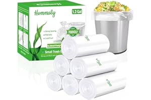 Hommaly 1.2 Gallon 240 Piece Small Clear Trash Bags, Scent Free, Anti-Puncture, Leak Proof, Perfect Fit for 3-6 Liter Waste Bins
