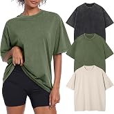 Womens Vintage Oversized T Shirts Acid Washed Baggy Cotton Tee Workout Gym Shirts Boyfriend Short Sleeve Tops