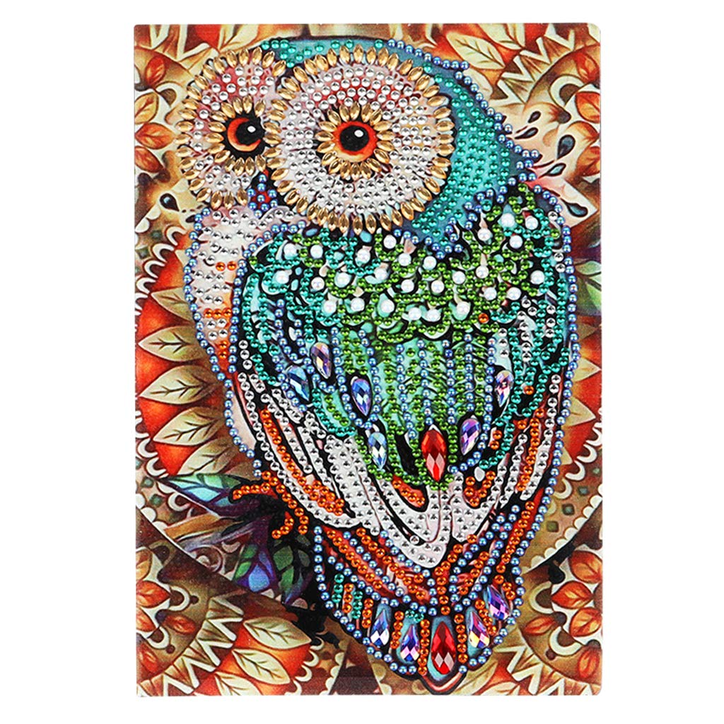 DCIDBEI DIY 5D Diamond Painting Kits for Adults Kids 5D Diamond Painting Notebook Sketchbook DIY Special Shaped Owl Pattern Diamond Diary Book Girls Diary Note Books for Children 50 Sheets 120 Pages