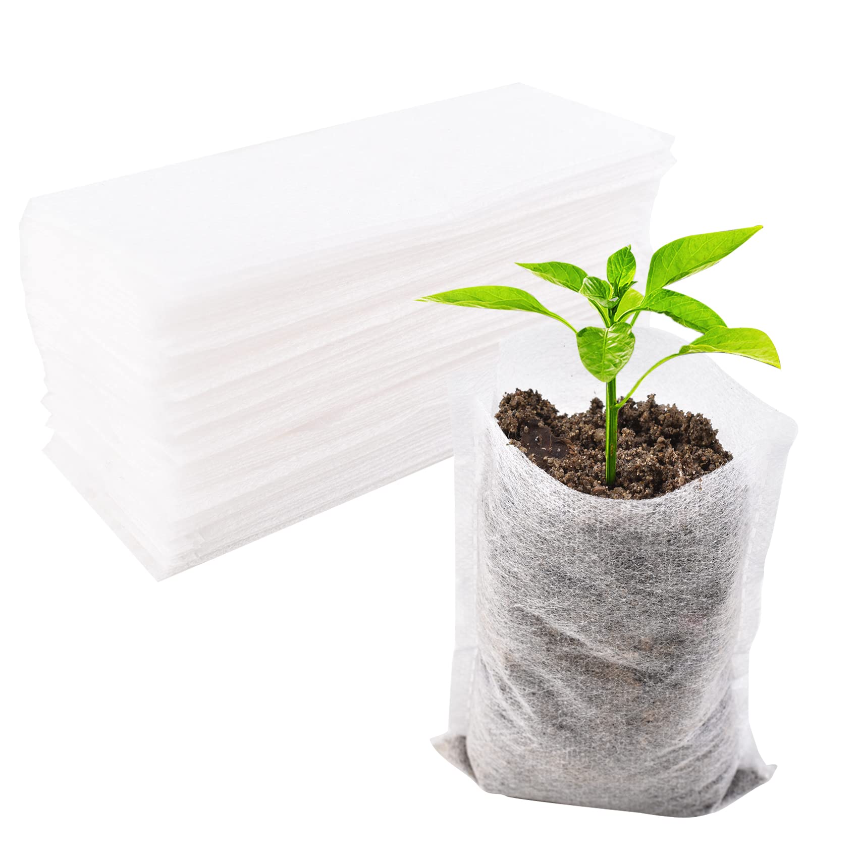 Cuayaes 100 Pcs Plant Grow Bags, Non-woven Seedling Pots Fabric Plant Pots, Garden Supplies for Vegetables Flowers Seed Growth (12x15 cm) โ image 1