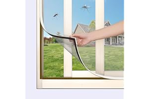JOOFAN DIY Magnetic Window Screen with Adjustable Size | Easy and Fast Installation, Window Screen net kit White Frame with Gray Fiberglass mesh