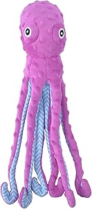 EXPAWLORER Best Squeaky Dog Plush Toys Pet Puppy Soft Treat Chew Toy Interactive for Small to Medium Breeds Dogs Cats Playing Octopus Design 17"