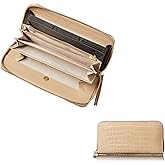 VOICE Align type Long wallet Leather made by TUSCANIA in Italy Cowhide ART.GRETA Women's Elegant and easy to use Vertical card case In gift box (Greige)