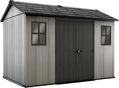 Keter Oakland 11ft x 7.5ft Garden Shed Graphite Durable Resin Outdoor Storage