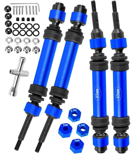 FR] GPM HARDEN Steel 45 Front Axle W. Alloy Body -6Pc Set Blue Traxxas