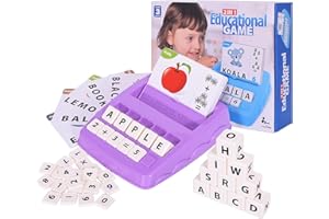 AIYADIELE Educational Toys for Kids Ages 4-8 - Colorful Word Matching Game for Boys and Girls - Preschool Learning, Spelling, Reading Activities Included! (Purple)