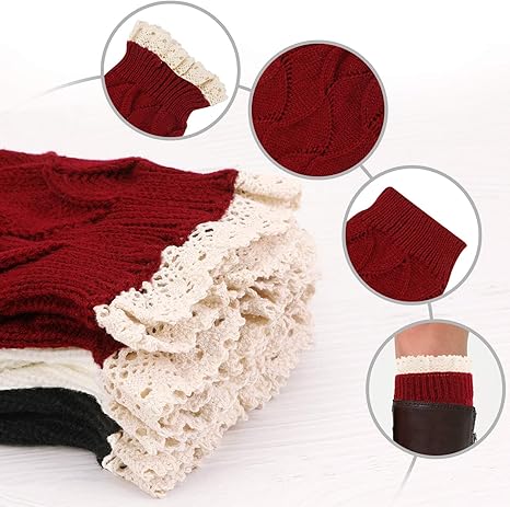 Stricken H/äkelarbeit Kurze Knopf Leg Warmers M/ädchen Stiefel Boot Abdeckung f/ür Winterw/ärmer PHOGARY 4 Paare Stulpen Damen Winter Beinw/ärmer