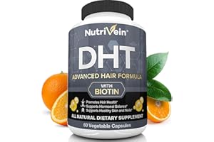 Nutrivein DHT Blocker with Biotin - Boosts Hair Growth & New Follicle Growth for Men and Women - 30 Day Supply (60 Capsules, Two Daily)