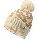 Michael Kors Womens Metallic Leopard Cuff Hat, Stylish Beanie & Fashion Accessory Cap