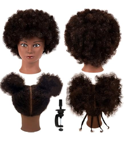 Curly Brown Hair Mannequin Amazon.com : Afro Curly Mannequin Head with 100% Human Hair  main image 4