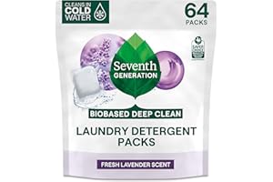 Seventh Generation Laundry Detergent Packs, Lavender, Biobased Deep Clean, EPA Safer Choice Certified, 64 Count