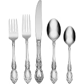 Oneida Wordsworth 45-Piece 18/0 Silverware Set for 8, Flatware | mirror finish, dishwasher safe | includes serving spoons and utensil set | cutlery set, wedding silverware