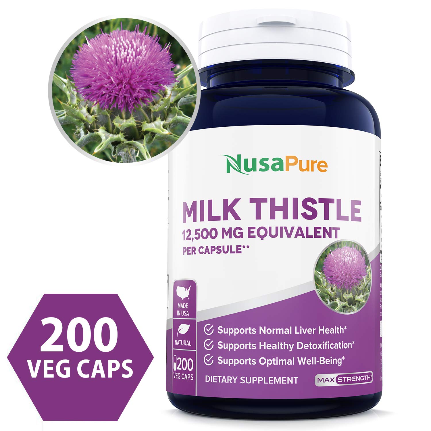Milk Thistle Extract 12500mg 200 Veggie Capsules