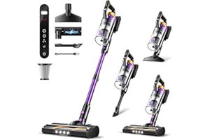 RITTVOT Cordless Vacuum Cleaner, 580W/48Kpa Vacuum Cleaners with 65 Min Runtime, Lightweight Wireless Vacuum with LED Headlights/Screen, wall mount, Removable Handheld Vacuum for Pet Hair/Carpets/Floors/Sofa
