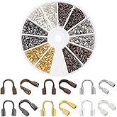 PH PandaHall Wire Guardian, 540pcs 6 Colors Brass Wire Guards 5x4mm Wire Cable Protector U Shape Wire Guard Loops Thread Protector Loop Wire Protectors for Earring Bracelet Necklace DIY, 0.5mm Hole