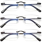 HIYANJN Frameless Reading Glasses Blue Light Blocking Rimless Computer Reader For men Lightweight Eyeglasses(3-Pack,1.75)