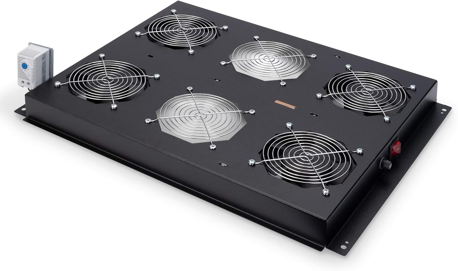Unidad de Ventilador de Techo DIGITUS para Armario de servidores de la Serie DIGITUS Unique, 4X Ventilador, termostato, Negro (RAL 9005)