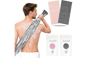 2 PCS Blissal Exfoliating Shower Towel,Rip-Resistant Exfoliating Washcloth,Long Washcloth Back Body Scrubber for Men & Women(