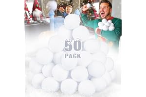 CPSYUB 50 Pack Fake Snow Ball, 2-inch Indoor Snow Fight Ball Set, Soft Artificial Snow Fight Balls for Kids, Fake Snowballs for Christmas Games & Party Decorations, Indoor Snowballs for Winter School Party